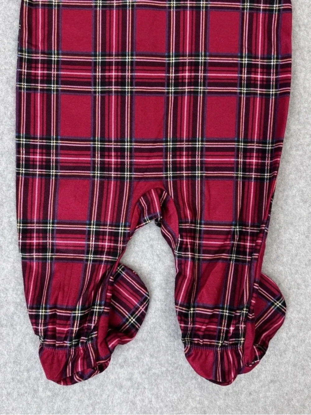 Lanz Of Salzburg One Piece Sleeper Pajamas 6-9 Months Baby Red Tartan Plaid